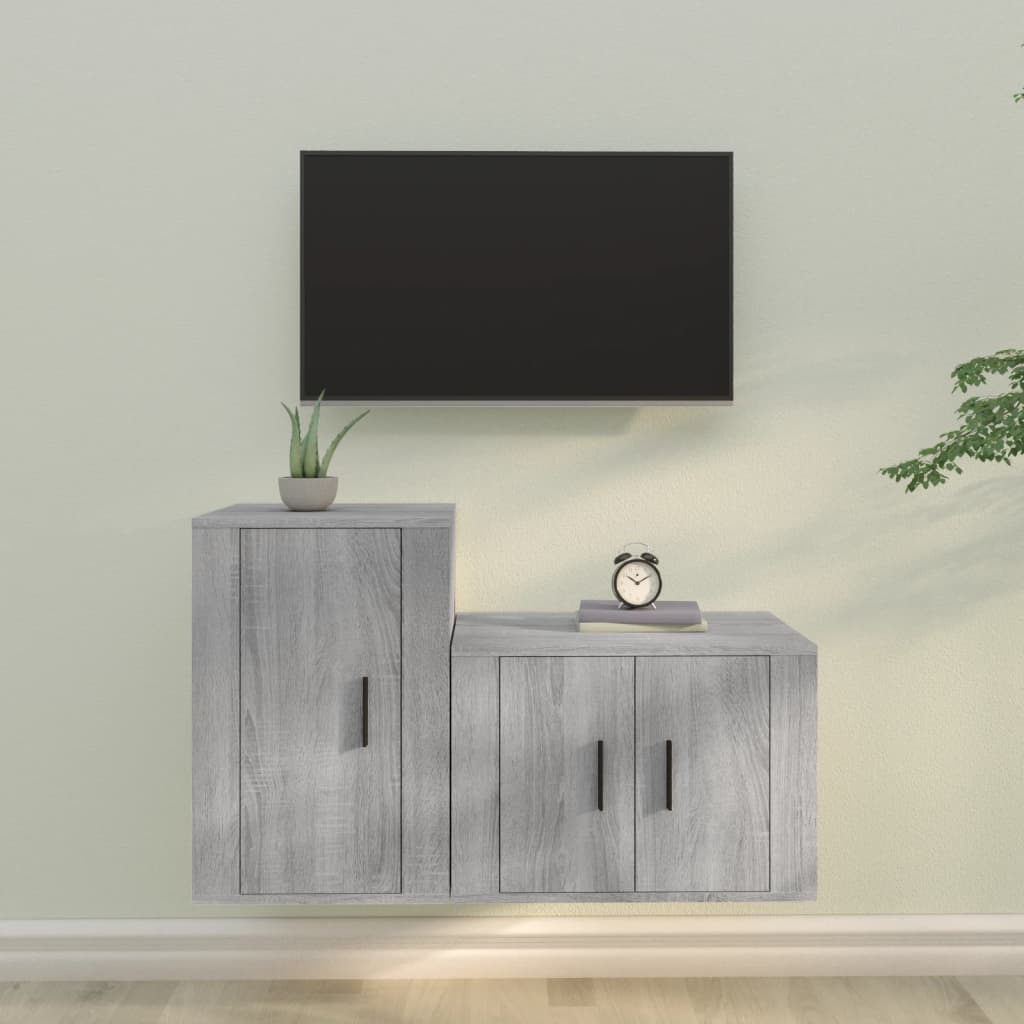 2Dílný Set Tv Skříněk Betonově Šedý Kompozitní Dřevo