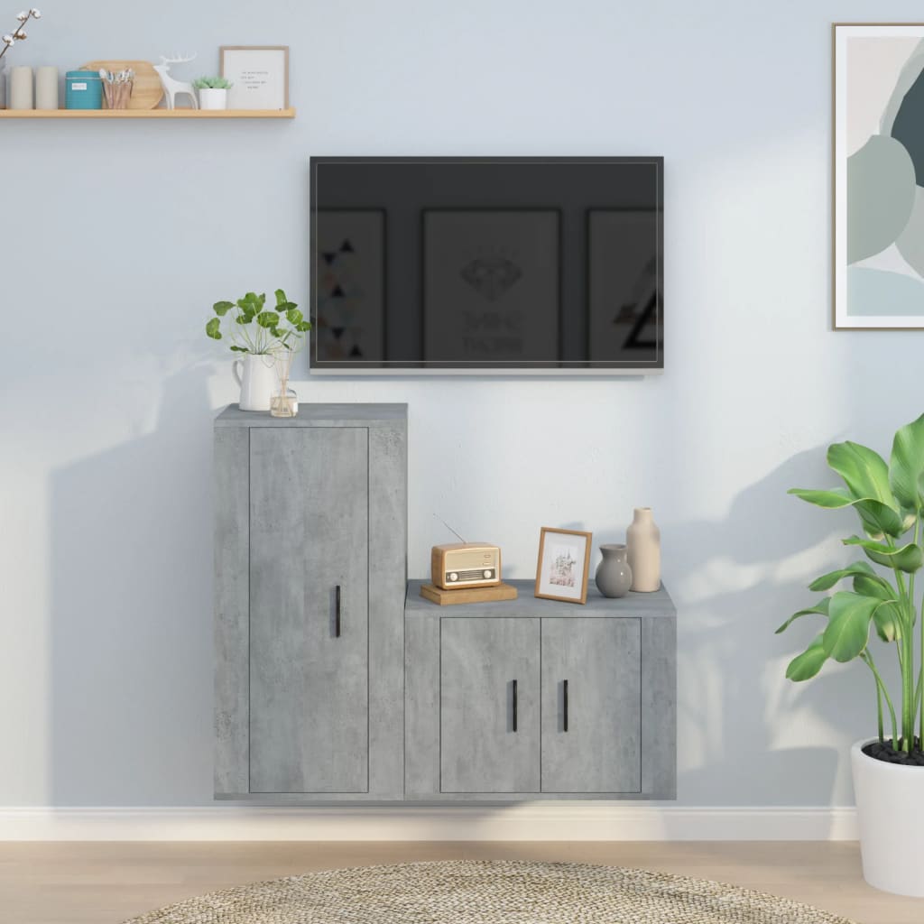 2Dílný Set Tv Skříněk Betonově Šedý Kompozitní Dřevo