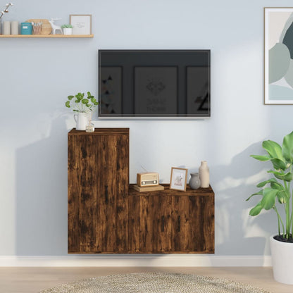 2Dílný Set Tv Skříněk Betonově Šedý Kompozitní Dřevo