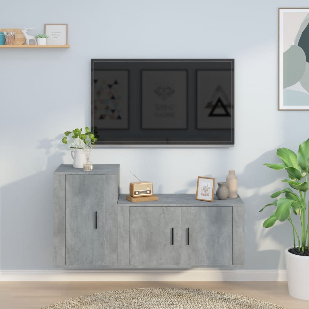 2Dílný Set Tv Skříněk Betonově Šedý Kompozitní Dřevo