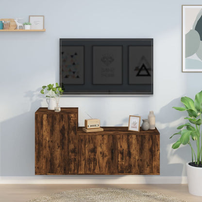 2Dílný Set Tv Skříněk Betonově Šedý Kompozitní Dřevo