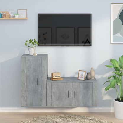 2Dílný Set Tv Skříněk Betonově Šedý Kompozitní Dřevo