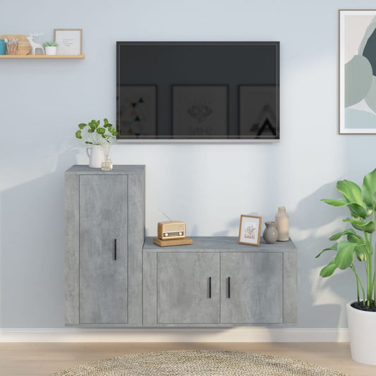 2Dílný Set Tv Skříněk Betonově Šedý Kompozitní Dřevo
