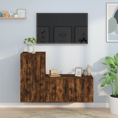 2Dílný Set Tv Skříněk Betonově Šedý Kompozitní Dřevo