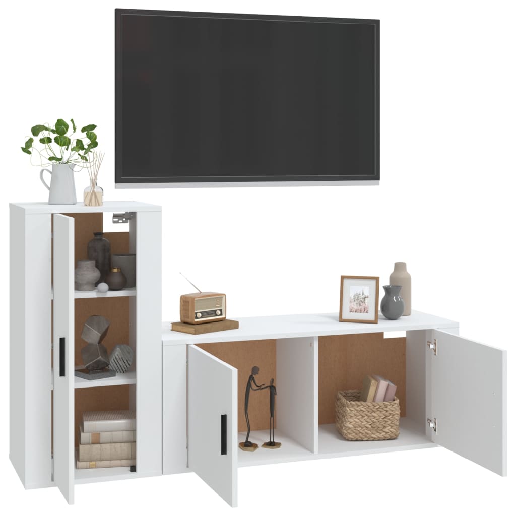 2Dílný Set Tv Skříněk Bílý Kompozitní Dřevo