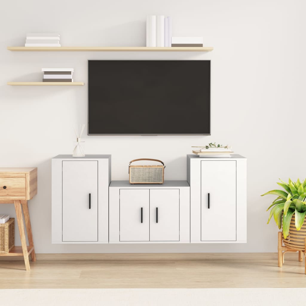 3Dílný Set Tv Skříněk Betonově Šedý Kompozitní Dřevo