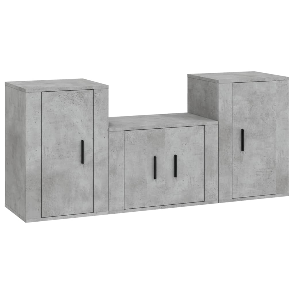 3Dílný Set Tv Skříněk Betonově Šedý Kompozitní Dřevo