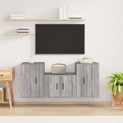 3Dílný Set Tv Skříněk Betonově Šedý Kompozitní Dřevo