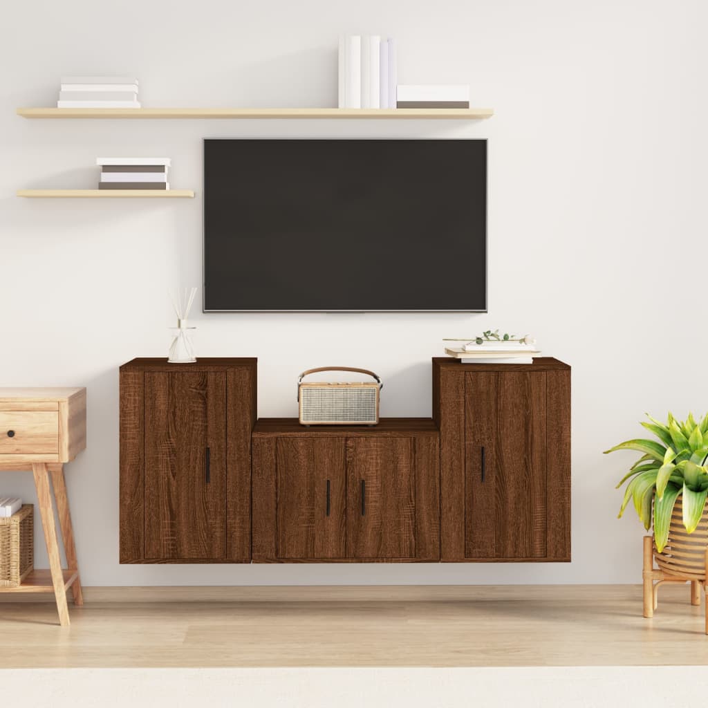 3Dílný Set Tv Skříněk Betonově Šedý Kompozitní Dřevo