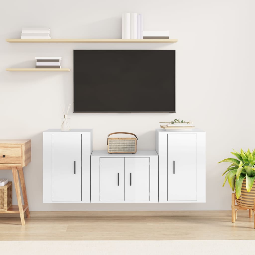 3Dílný Set Tv Skříněk Betonově Šedý Kompozitní Dřevo