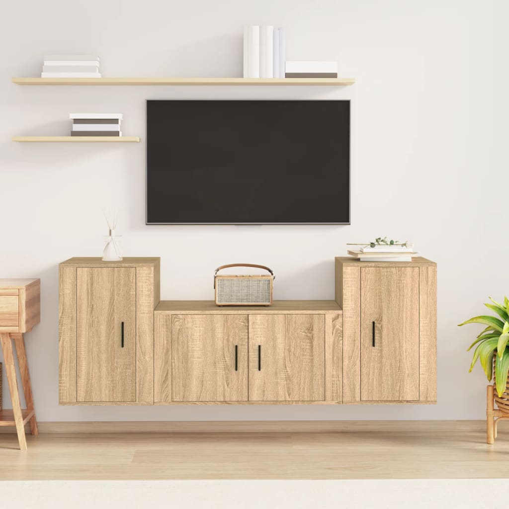 3Dílný Set Tv Skříněk Betonově Šedý Kompozitní Dřevo