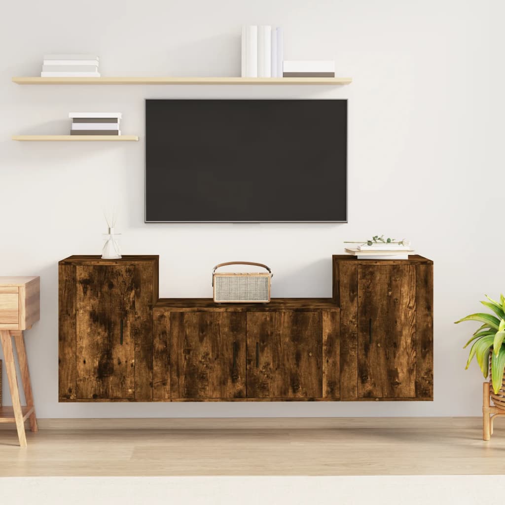 3Dílný Set Tv Skříněk Betonově Šedý Kompozitní Dřevo