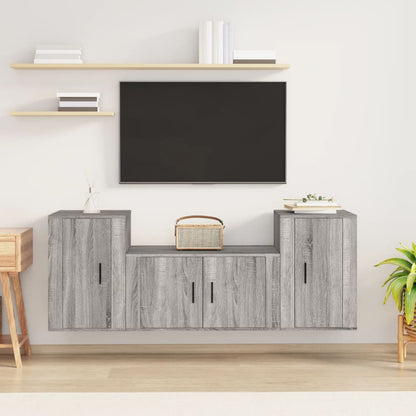 3Dílný Set Tv Skříněk Betonově Šedý Kompozitní Dřevo