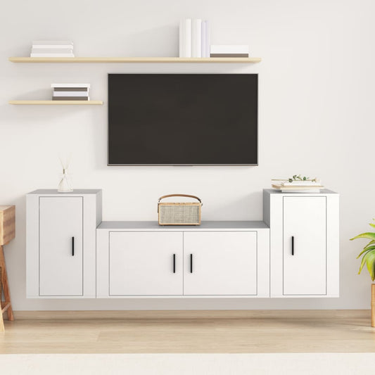 3Dílný Set Tv Skříněk Bílý Kompozitní Dřevo