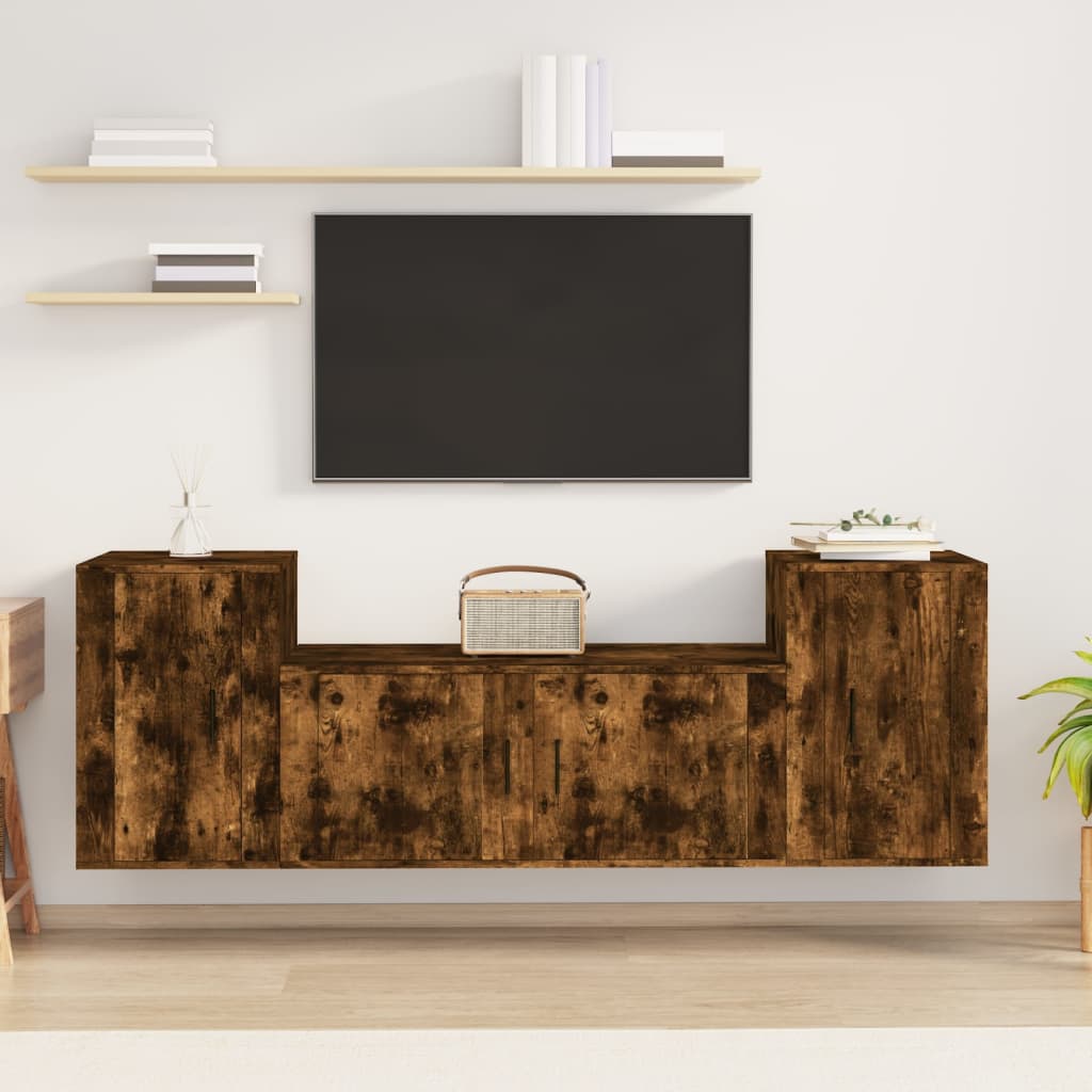 3Dílný Set Tv Skříněk Bílý Kompozitní Dřevo