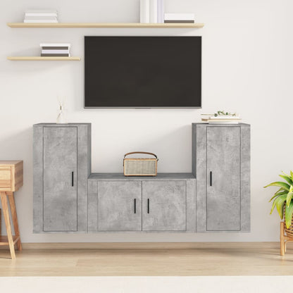 3Dílný Set Tv Skříněk Betonově Šedý Kompozitní Dřevo