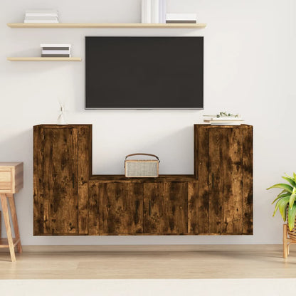 3Dílný Set Tv Skříněk Betonově Šedý Kompozitní Dřevo