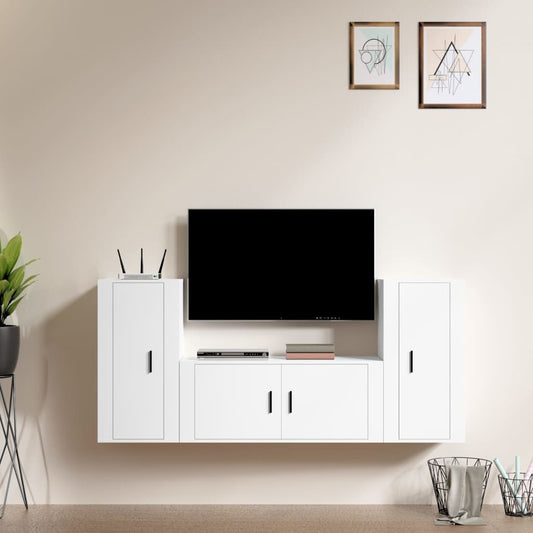 3Dílný Set Tv Skříněk Bílý Kompozitní Dřevo