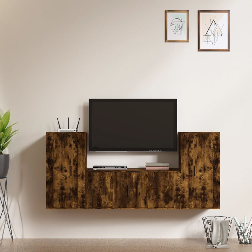 3Dílný Set Tv Skříněk Bílý Kompozitní Dřevo