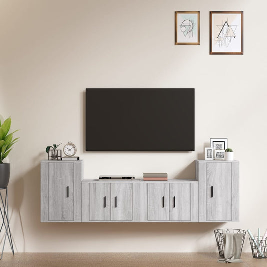 4Dílný Set Tv Skříněk Šedý Sonoma Kompozitní Dřevo