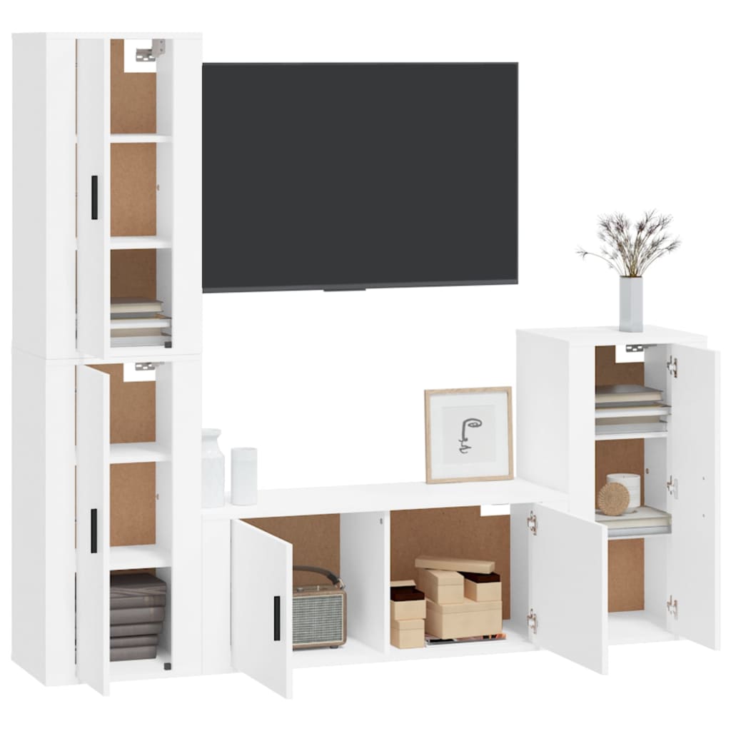 4Dílný Set Tv Skříněk Bílý Kompozitní Dřevo