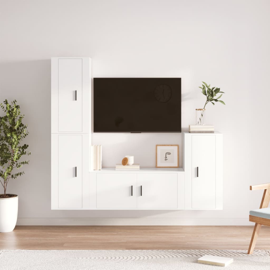 4Dílný Set Tv Skříněk Bílý Kompozitní Dřevo