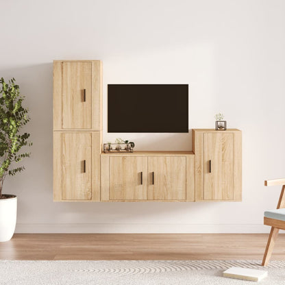 4Dílný Set Tv Skříněk Betonově Šedý Kompozitní Dřevo