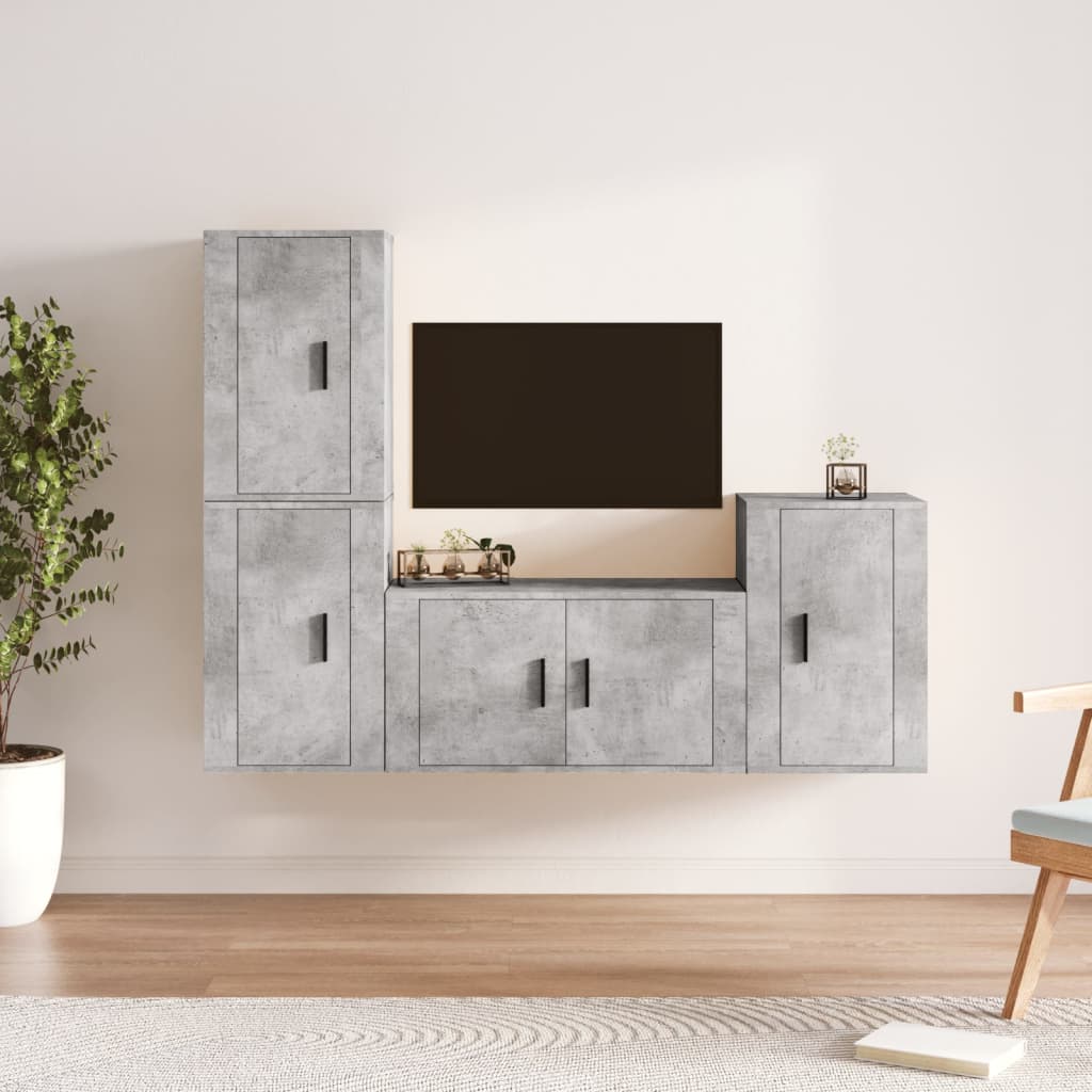 4Dílný Set Tv Skříněk Betonově Šedý Kompozitní Dřevo