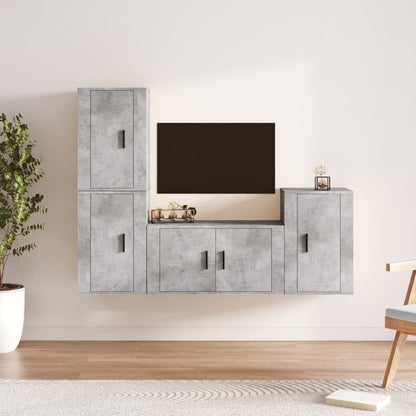 4Dílný Set Tv Skříněk Betonově Šedý Kompozitní Dřevo