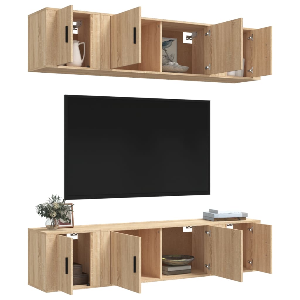 6Dílný Set Tv Skříněk Dub Sonoma Kompozitní Dřevo