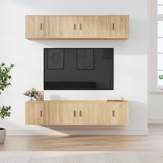 6Dílný Set Tv Skříněk Dub Sonoma Kompozitní Dřevo