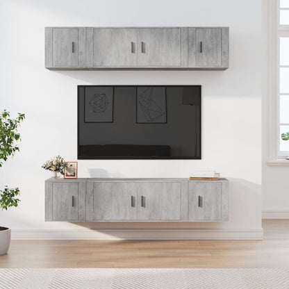 6Dílný Set Tv Skříněk Betonově Šedý Kompozitní Dřevo