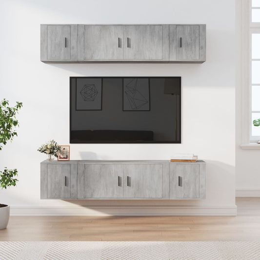6Dílný Set Tv Skříněk Betonově Šedý Kompozitní Dřevo