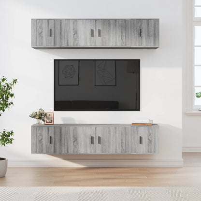 6Dílný Set Tv Skříněk Šedý Sonoma Kompozitní Dřevo