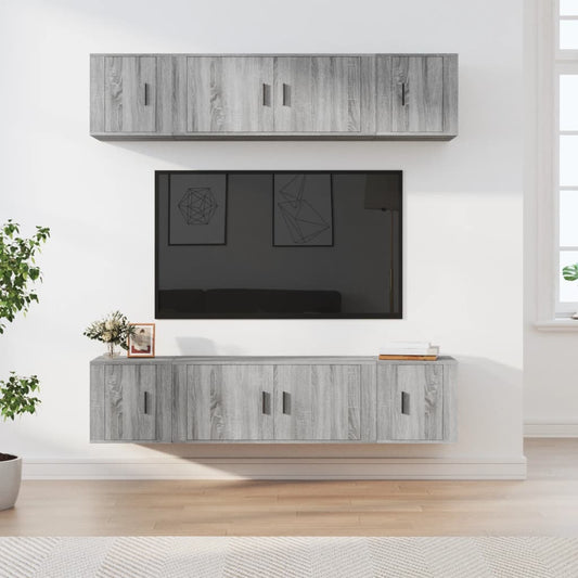 6Dílný Set Tv Skříněk Šedý Sonoma Kompozitní Dřevo