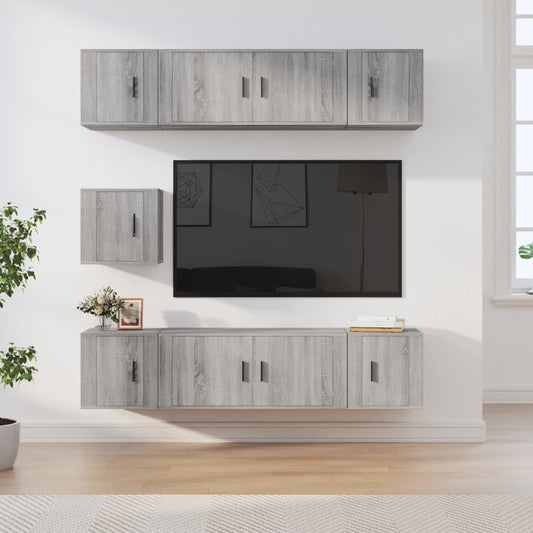 7Dílný Set Tv Skříněk Šedý Sonoma Kompozitní Dřevo