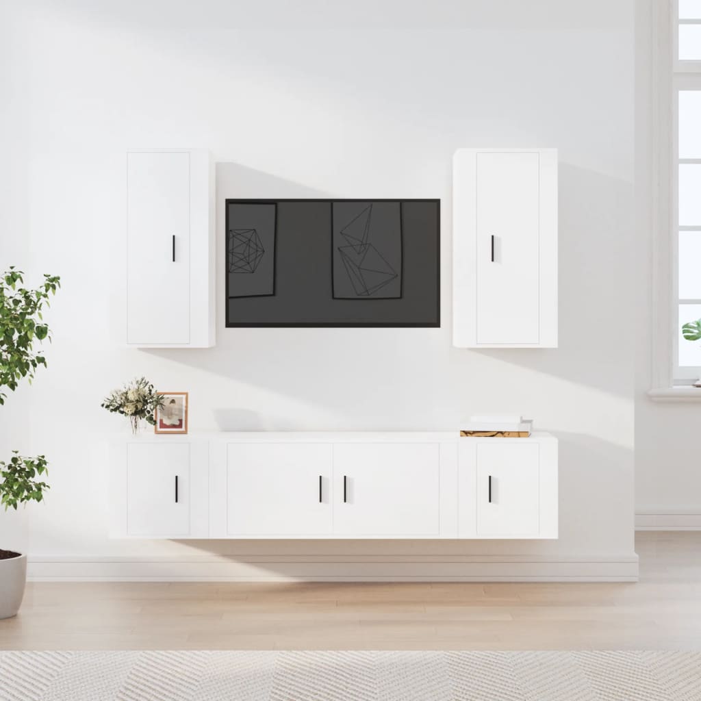 5Dílný Set Tv Skříněk Bílý Kompozitní Dřevo
