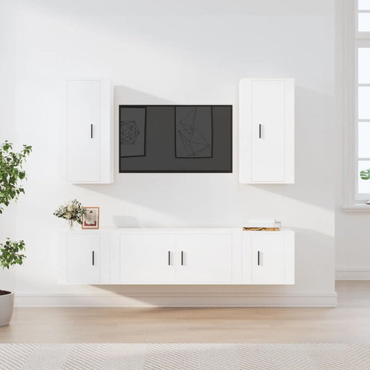 5Dílný Set Tv Skříněk Bílý Kompozitní Dřevo