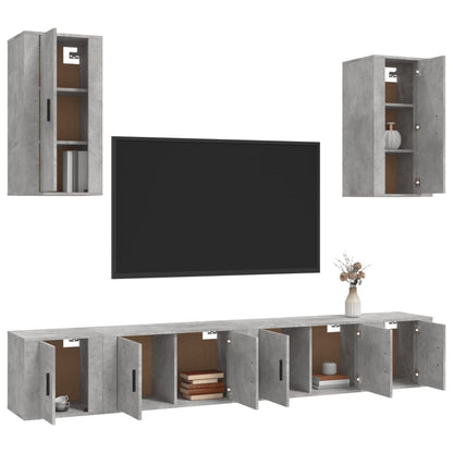 6Dílný Set Tv Skříněk Betonově Šedý Kompozitní Dřevo