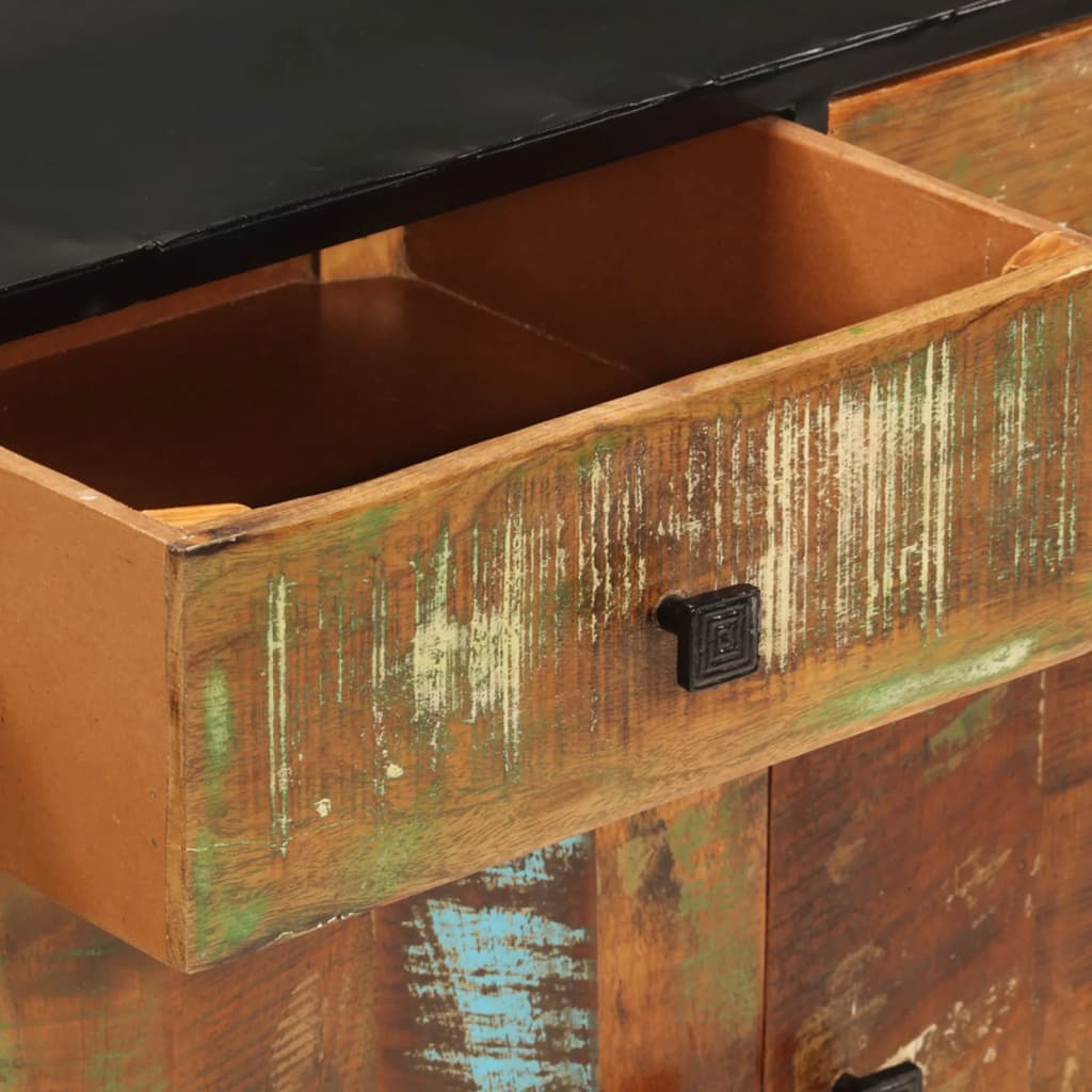 Příborník 140 X 35 X 70 Cm Masivní Recyklované Dřevo A Kov