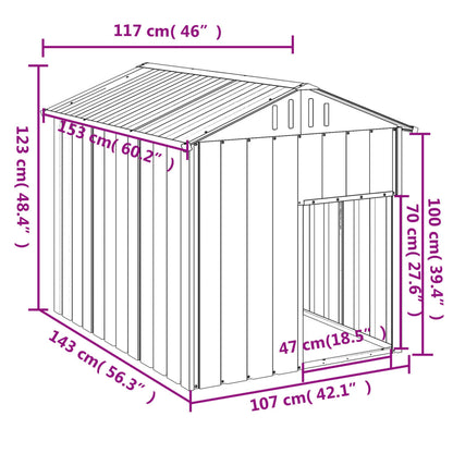 Psí Bouda Se Střechou Antracitová 117 X 153 X 123 Cm Ocel