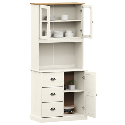 Příborník Vigo Bílý 78 X 40 X 175 Cm Masivní Borové Dřevo