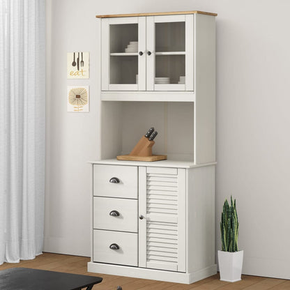 Příborník Vigo Bílý 78 X 40 X 175 Cm Masivní Borové Dřevo