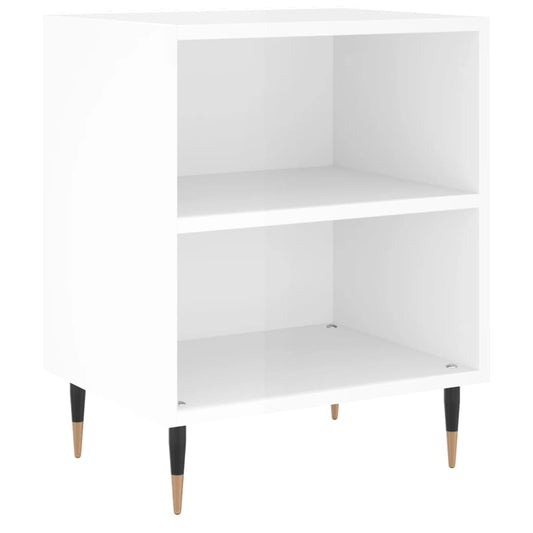 Noční Stolek Bílý S Vysokým Leskem 40X30X50 Cm Kompozitní Dřevo