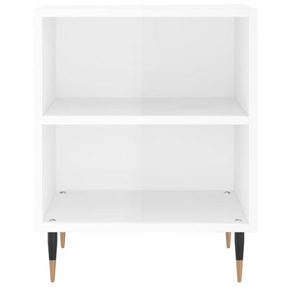 Noční Stolek Bílý S Vysokým Leskem 40X30X50 Cm Kompozitní Dřevo