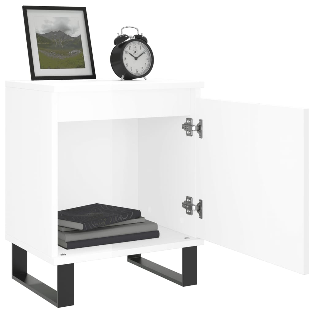 Noční Stolky 2 Ks Bílé Vysoký Lesk 40X30X50 Cm Kompozitní Dřevo