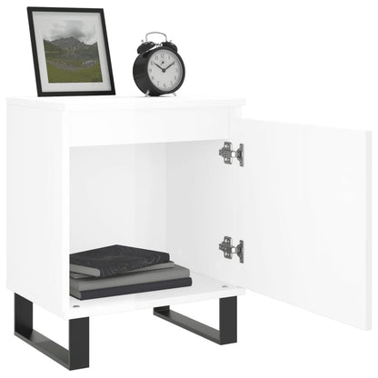 Noční Stolky 2 Ks Bílé Vysoký Lesk 40X30X50 Cm Kompozitní Dřevo
