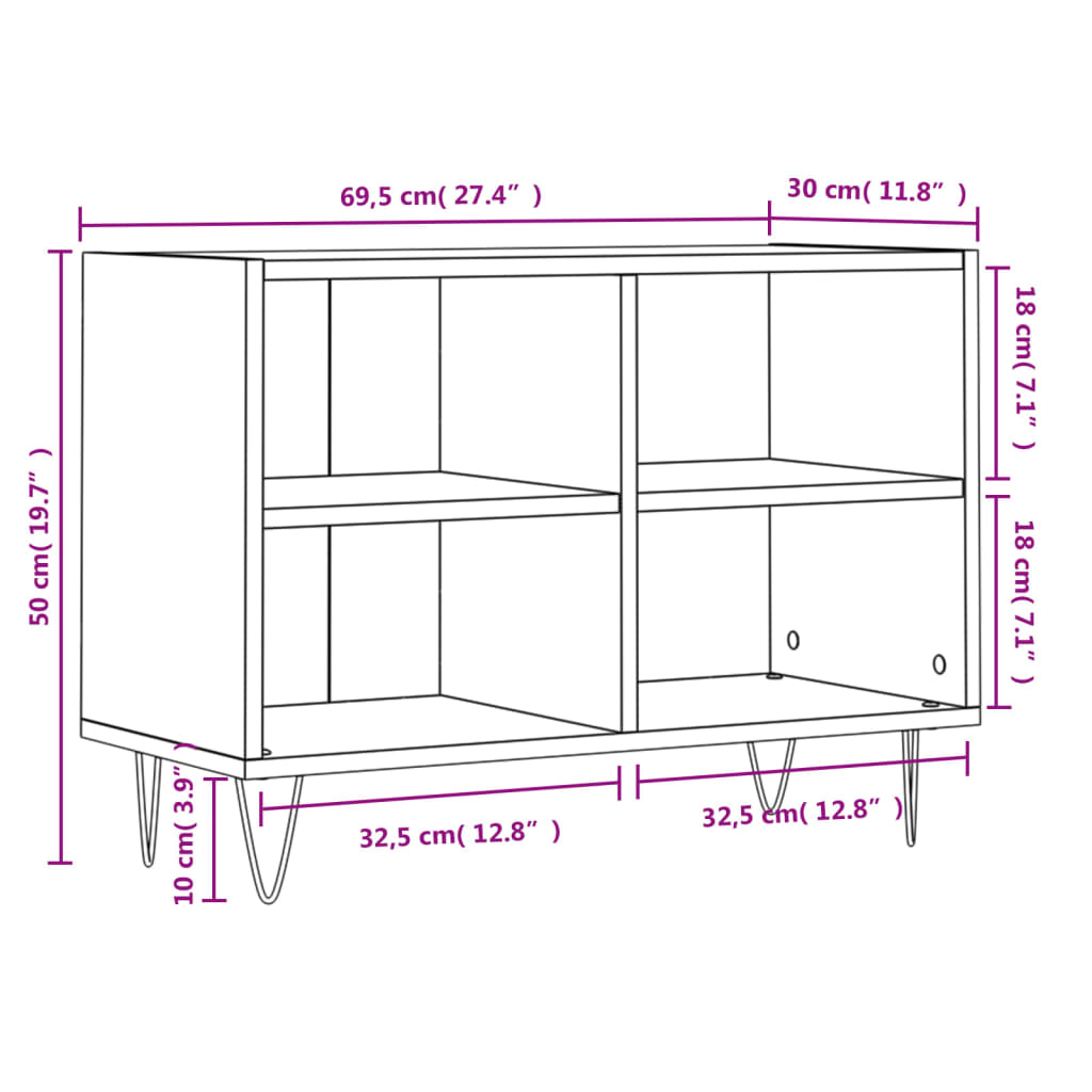 Tv Skříňka 69,5X30X50 Cm Kompozitní Dřevo