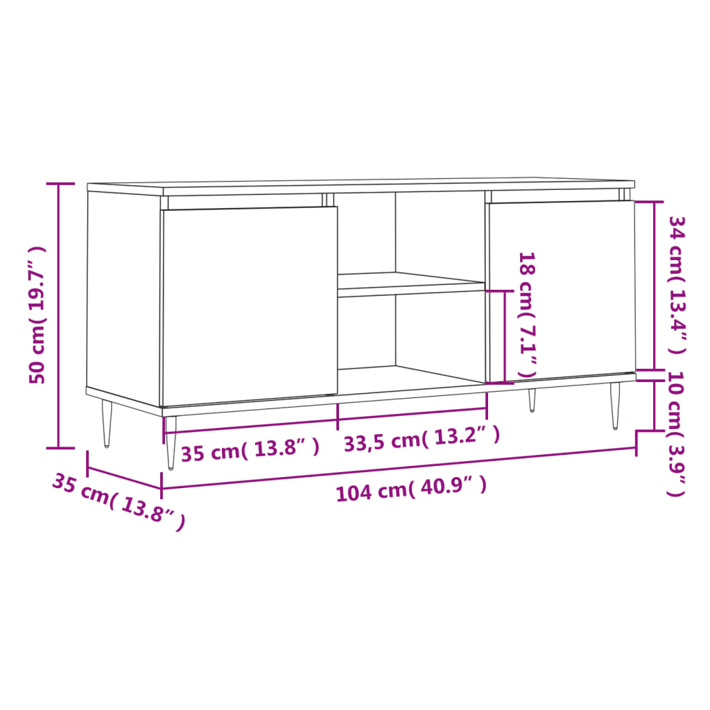 Tv Skříňka 104 X 35 X 50 Cm Kompozitní Dřevo