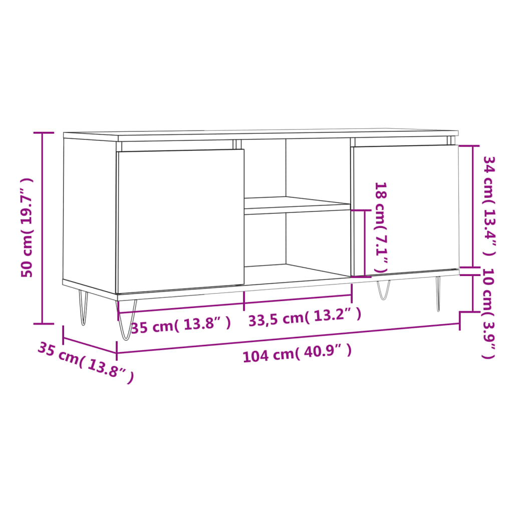 Tv Skříňka Šedá Sonoma 104 X 35 X 50 Cm Kompozitní Dřevo